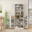 Armoire de rangement polyvalente et autoportante avec support pour micro-ondes, 8 tablettes de porte et tablettes réglables pour une organisation efficace