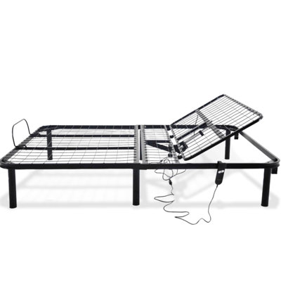 Queen Bed Base With Head Up Adjustable Feature, And Long-Lasting, Black Steel Construction Only Bed, 88.23 Lb Total Weight,