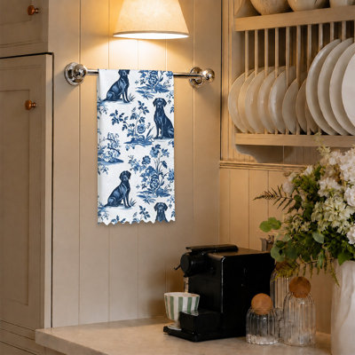  Linges de cuisine en microfibre, linges à vaisselle réutilisables absorbants, décoration résistante à la décoloration, 16 po x 24 po, motif floral bleu