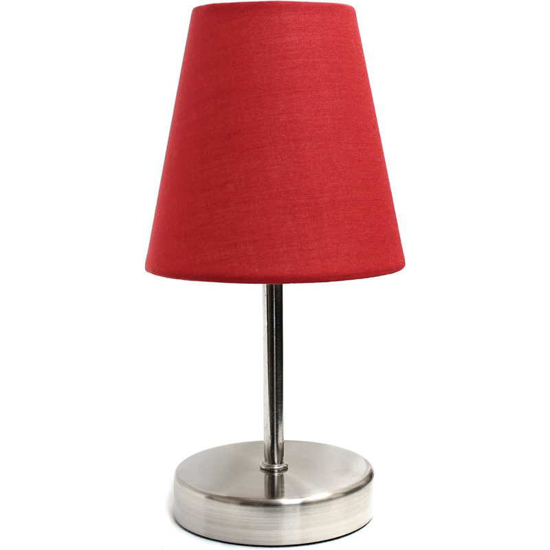 Lampe de table WHT Mini Basic Nickel sable avec abat-jour en tissu, blanc, Rouge