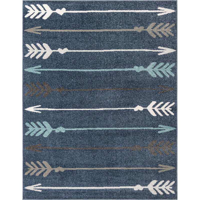 Tapis gris / blanc Downer, Rectangle 7 pi 10 po x 10 pi