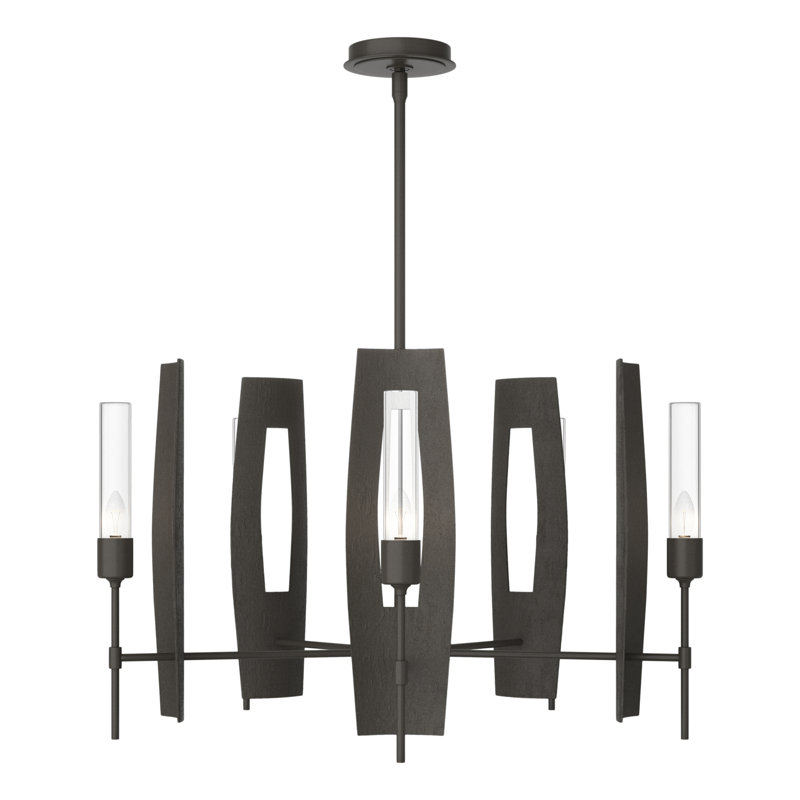 Passage 5 - Light Wagon Wheel Chandelier, Dark Smoke, Clear Glass