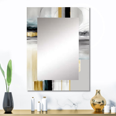 Abstract Transitional Shapes Black IV - Black Wall Mirror Decor