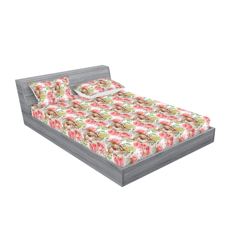 Drap-housse et taie décorative Ambesonne, Ensemble de draps pour lit double avec 2 taies d'o