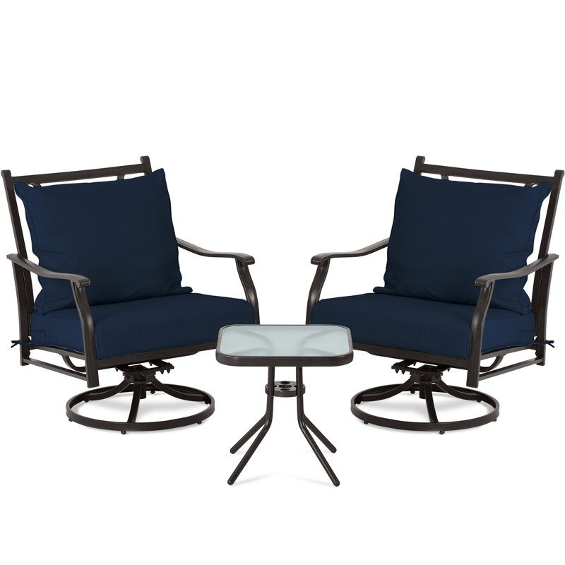 Ensemble de chaises pivotantes d'extérieur Charlton Home®, Bleu marine