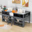 Lit mezzanine simple en bois avec tablettes de rangement-335192536