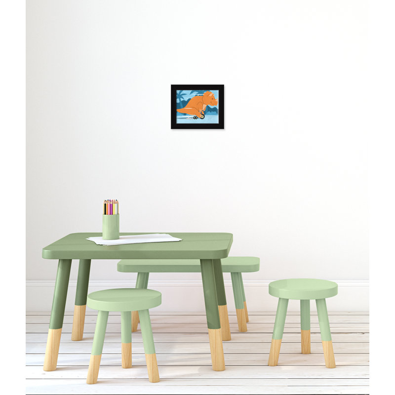 «Riding Dino 2», impression sur papier, H 8 po x l 10 po x P 0,6 po, Encadré plat noir