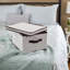 Grande boîte de rangement avec couvercle, toile en poly-coton doux avec cadre renforcé, capacité de rangement généreuse, couvercle entièrement amovible, poignée avant, polyvalent, pliable et empilable, naturel avec bordure café-1979030971-1979030966