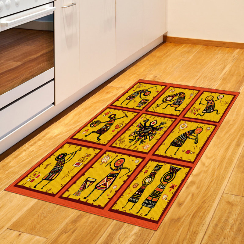 Orange High Density Long Fiber Poly Threads Decorative Area Rug Carpet, Rectangle 2'7" x 5'