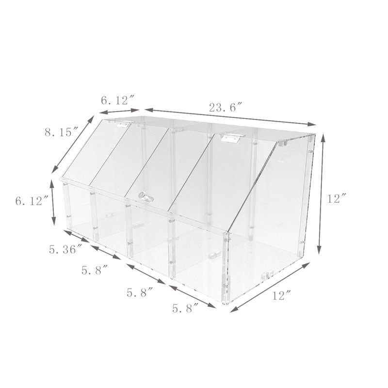 Fixclear Acrylic Candy Bin Partitioned Dry Food Display Spices Container Retail Donut Cookie Bin Ships Knock Down 4 Tier Shelf Display 100826-NEW