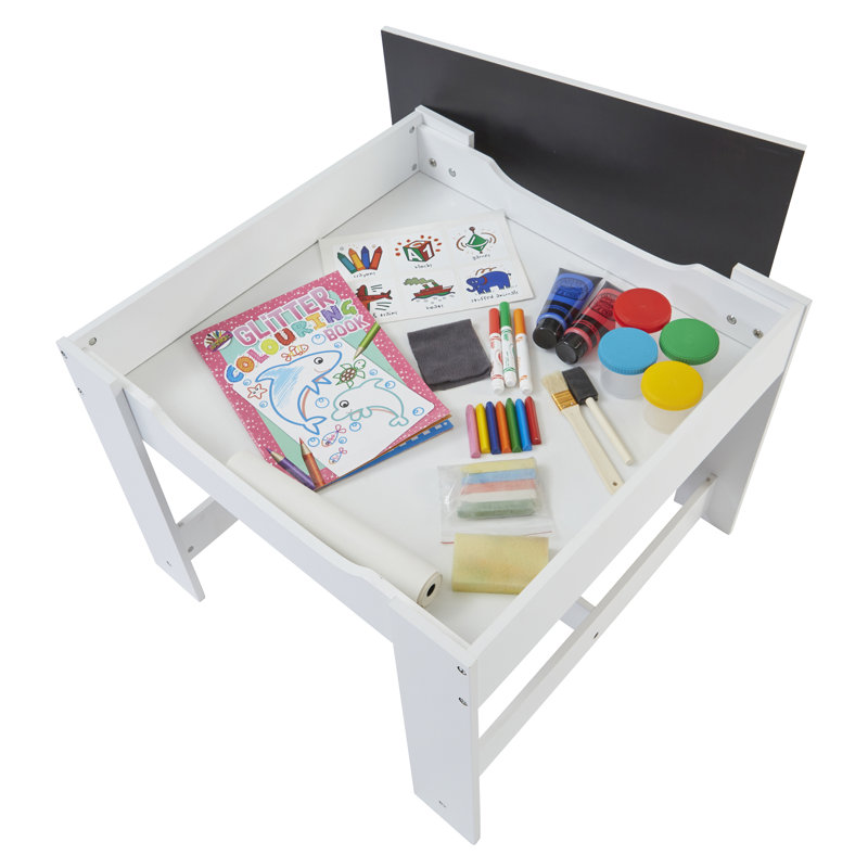 White Table and Two Chairs Set with Grey Storage Boxes