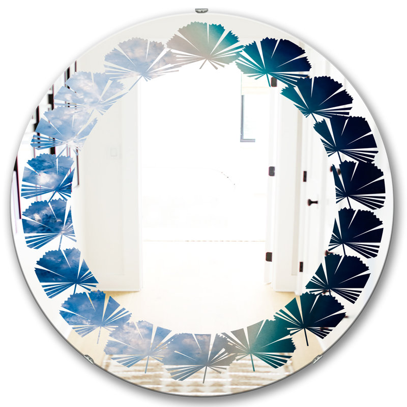 Miroir mural sans cadre agate magnifiques tranches et textures de feuilles, H 24 po x l 24 po