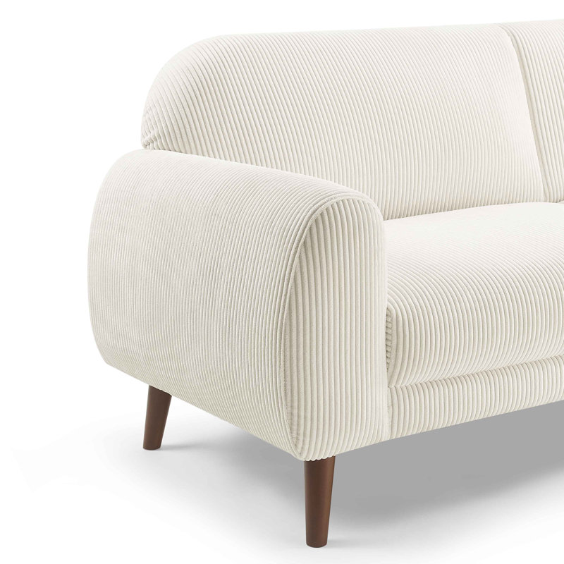 Iris 222Cm Round Arms Sofa, Cream Corduroy