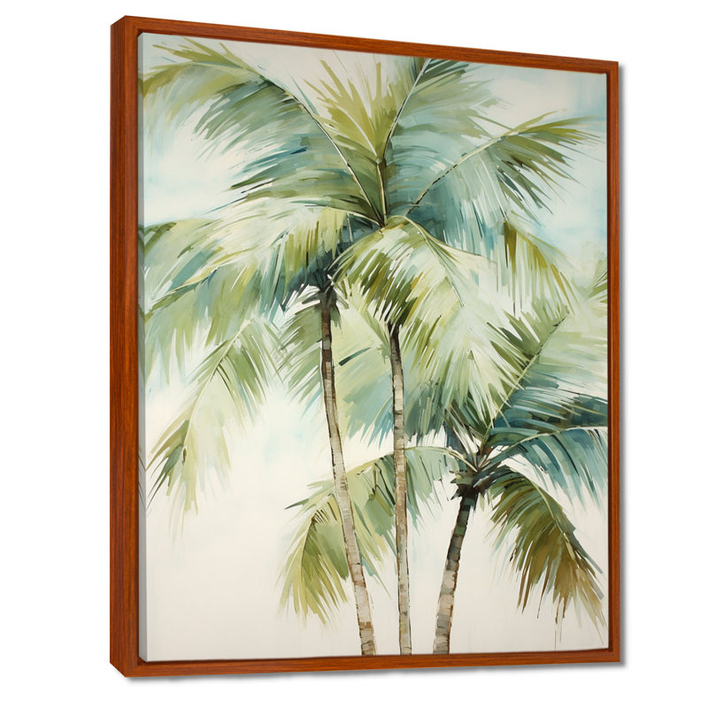 «Dreyfuss Green Minimalims Palm Trees I», reproduction d'art sur toile, palmiers, H 32 po x l 24 po x P 1 po