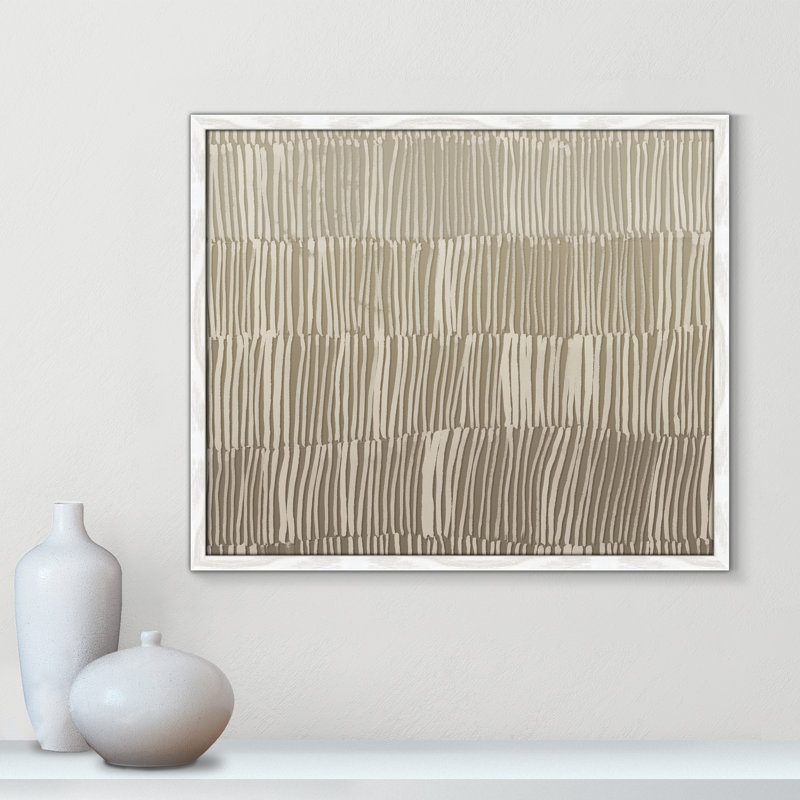 Linear Calm II - Version paysage par , L 25,5 po x H 21,5 po, Grain de bois blanc, Impression encadrée