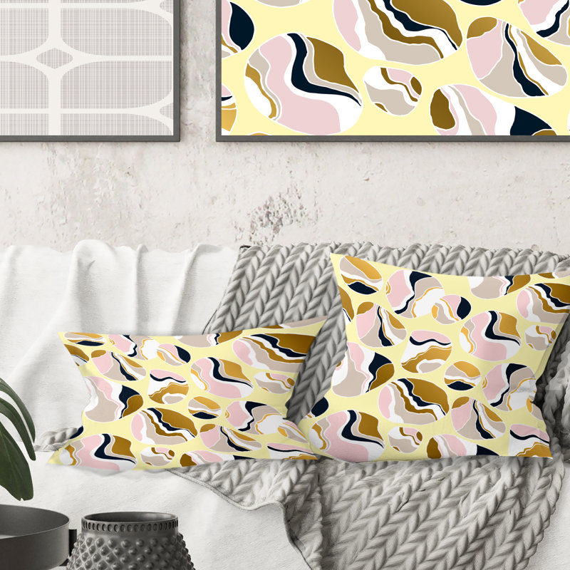 Coussin Golden River Stones - Mid-Century Modern, 18 po x 18 po