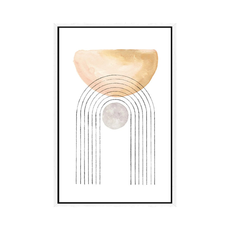 Mid Century Abstract Art by Whales Way - Painting on Canvas, 66.04cm H x 45.72cm W x 3.81cm D, White Framed