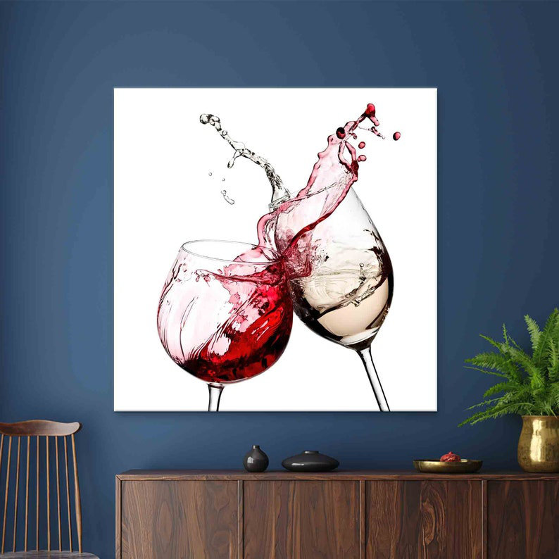 Impression sur toile Modern Modern Wine Splash Kitchen - décoration murale de bar idéale et cadeau unique pour lui