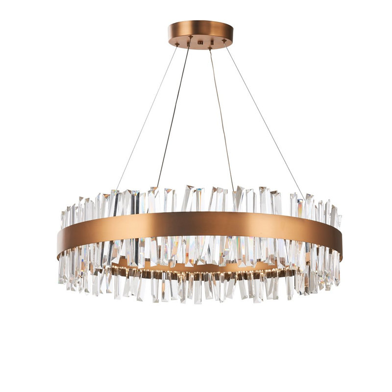 Luminaire suspendu tambour 1 lumière DEL unique, H 8 po x l 30 po x P 30 po, Doré