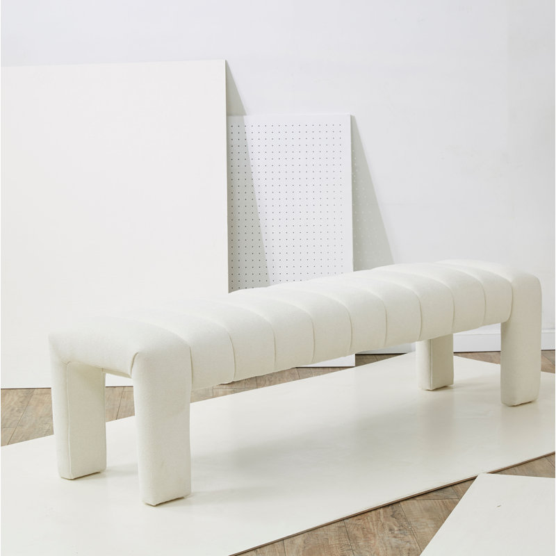 Bellisima Upholstered Bench, Ivory Boucle