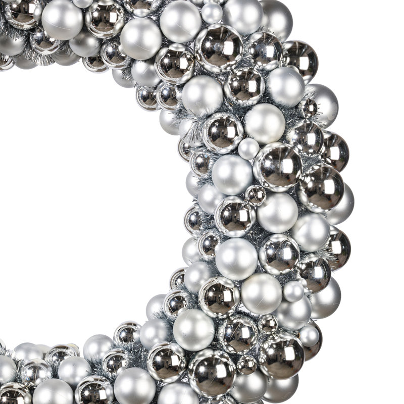 Couronne de boules brillantes et mates, 36", Argent