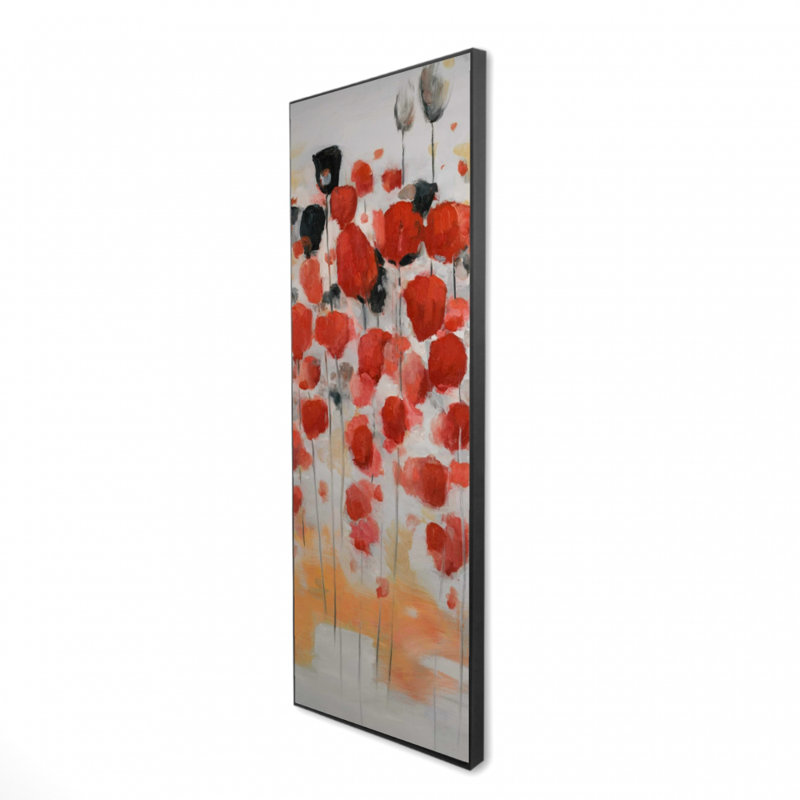 Abstract Pink Flowers Field Print On Canvas, 60" H x 20" W