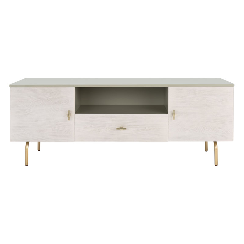Meuble télé pour téléviseur de 65 po ou moins Aneurin, Gris / blanc délavé