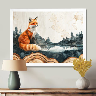 «Silent Fox By The Lake Landscape II», art mural renard pour le salon