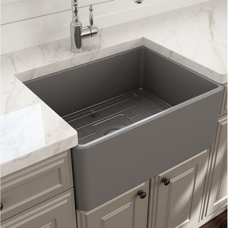 24'' L Kitchen Sink, Matte Gray