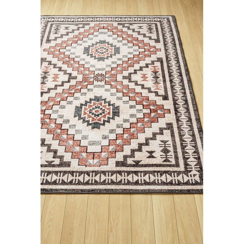 Leighton SpinClean Machine Washable Southwestern Medallion Area Rug, Rectangle 3' x 5'