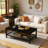 Modern Farmhouse Coffee Table Set Of 3, Rectangular Coffee Table With 2 Square End Side Tables, 2-Tier Living Room Table Set With Metal Frame & Open Shelf For Office, Apartment, Home-1644780617