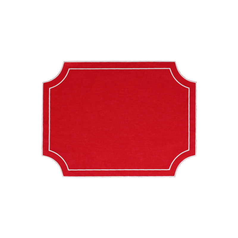 Tessuti Rectangular Placemats with Stitching, Red/White