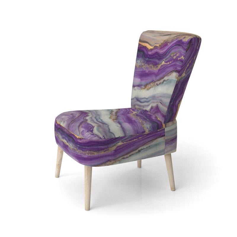 Chaise d'appoint rembourrée Coast Sea Waves Watercolor, Purple Velvet