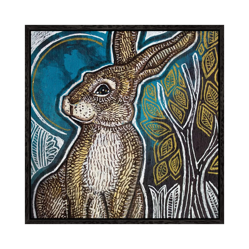 Little Rabbit by Lynnette Shelley - Painting on Canvas, 45.72cm H x 45.72cm W x 3.81cm D, Black Framed
