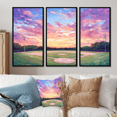 Baseball Field At Sunrise II - Sport Baseball Wall Art Print Set