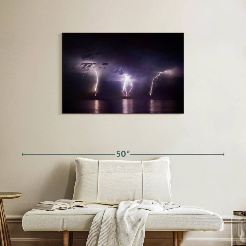 Alvord Lightning Strikes Above The Ocean, 24" H x 36" W