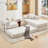 Modular Corduroy 3-Seat Sofa L Shaped Couch With Foldable Doublelayered Seat Cushion For Apartment-Compression Sofa In Box-1934665258
