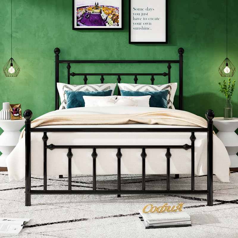 Artima Metal Slat Bed, Black, Queen