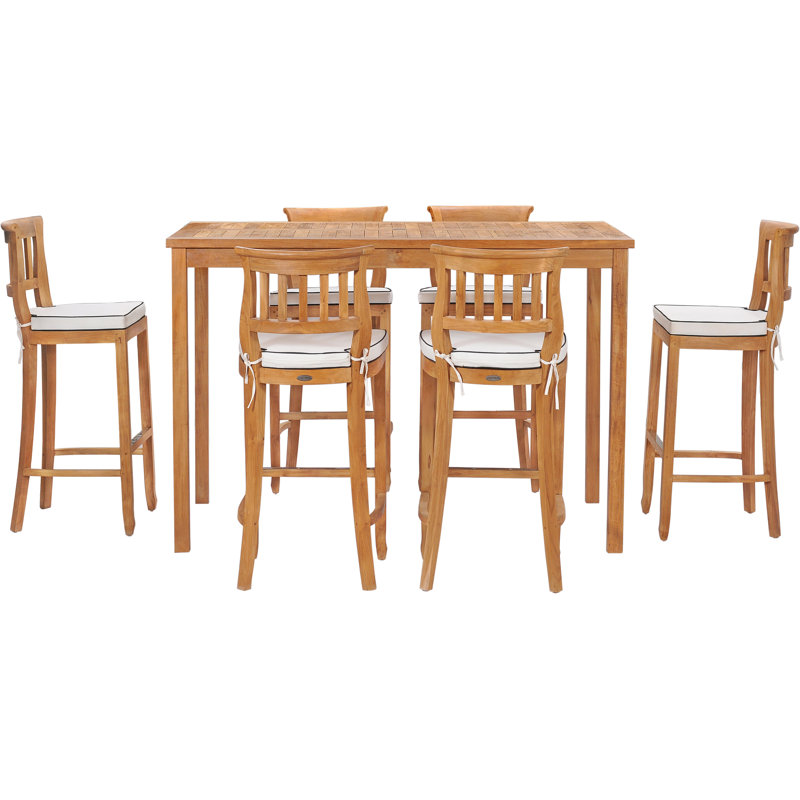 Ensemble bistro rectangulaire en teck de 63 po pour 6 personnes