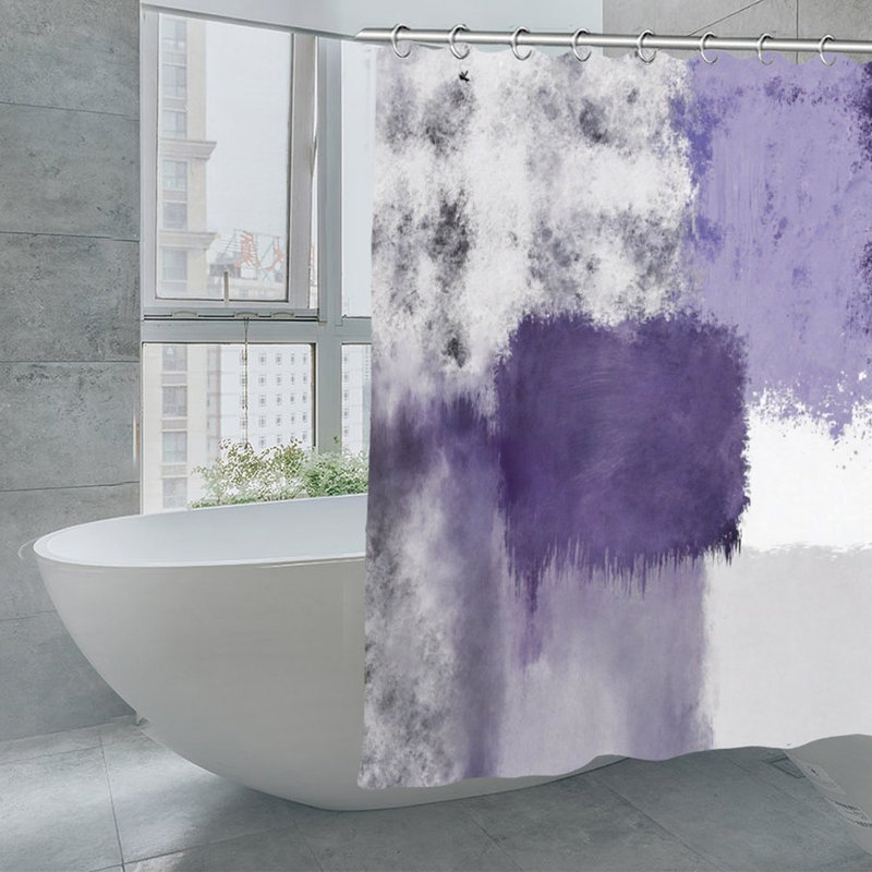 Rideaux de douche abstraits mauves et gris pour salle de bain, 71 po x 71 po