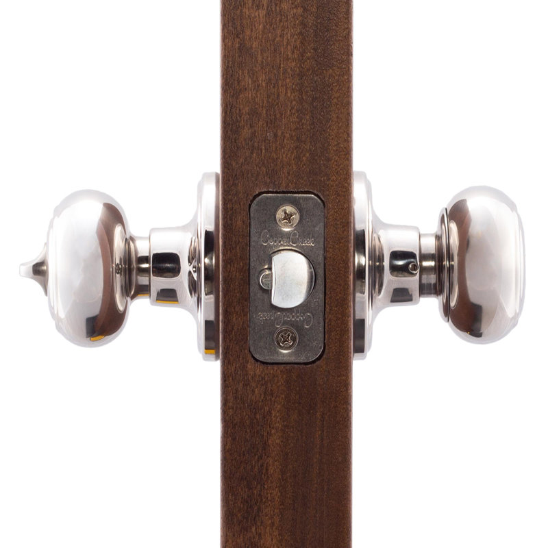 Colonial Keyed Door Knob, Polished Stainless Chrome