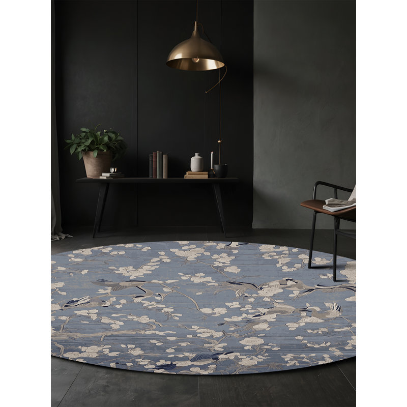 Tapis gris lavable à la machine, Rond 7 pi