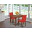 L'ensemble de table de cuisine 3 pièces comprend une table de salle à manger rectangulaire avec une rallonge papillon et 2 chaises Parsons en simili cuir rouge Firebrick, acajou-519229901-519229938-519229937