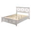 Très grand lit gris avec options de rangement pratiques - Bois massif et fabrication durable