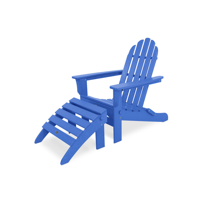 TREX Outdoors Cape Cod 2-Piece Folding Adirondack Seating Set, Pacific Blue