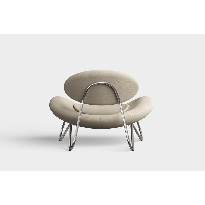 Meadow Lounge Chair, Black Painted Steel Frame, Rose Wool Blend, Chrome