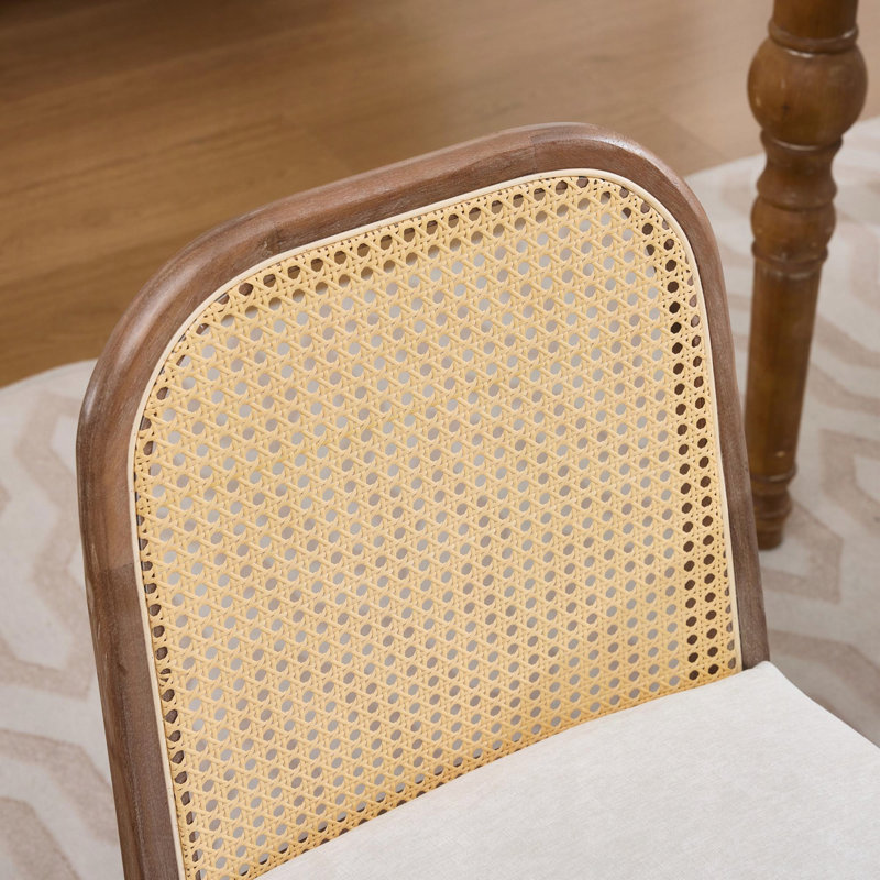 Ensemble de 2 chaises de salle à manger à dossier arqué en rotin., Beige, Beige