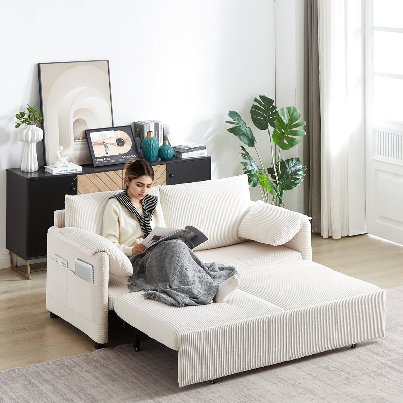 31 lits réglables avec poches escamotables et latérales, 2 coussins - Velours côtelé élégant pour bureau, appartement, salon de chambre à coucher, appartement