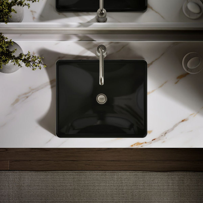 DemiLav Metal Specialty Vessel Bathroom Sink, Noir