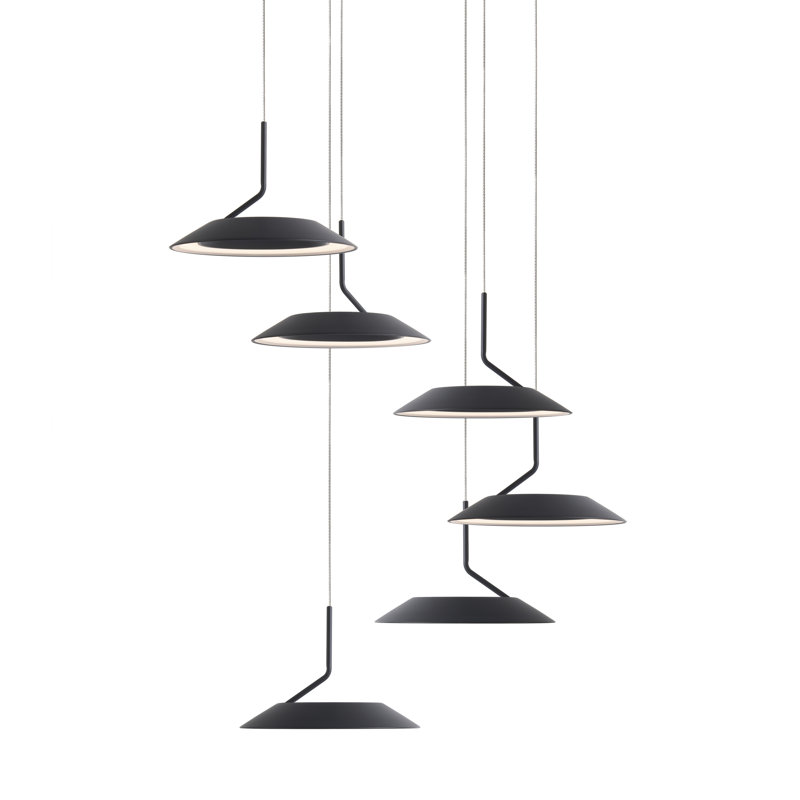 Royyo Matte Black 6-Light LED Energy-Efficient Aluminum Pendant